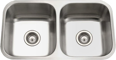 Houzer Eston 31 inch Stainless Steel Undermount 50/50 Double Bowl Kitchen Sink
